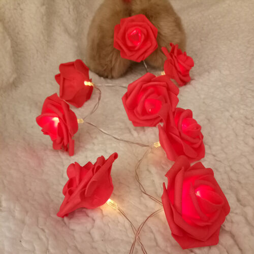 Red Rose 20 LED light  Wedding Event table Decoration centrepiece BATTERY Pwr - Photo 1 sur 7