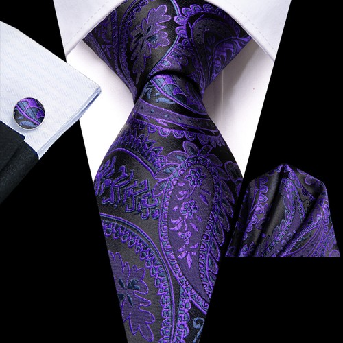 Herren Krawatte Klassisch Hochzeit Krawatte und Einstecktuch Manschettenknöpfe Set Paisley - Bild 88 von 253