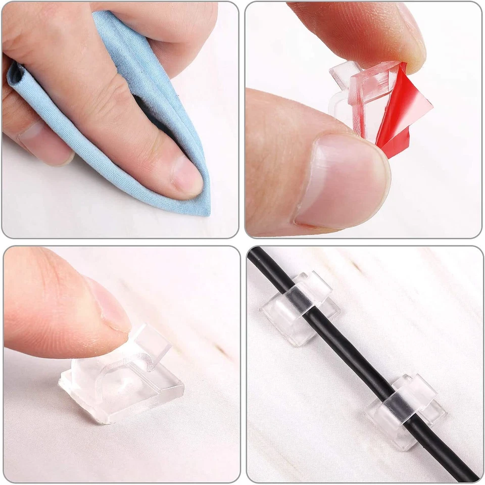 100Pcs Kabel Clip Outdoor Light Cord Organizer selbstklebende Draht Haken Halter - Bild 3 von 4