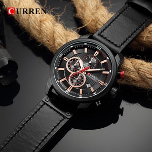 men's digital watch with leather band