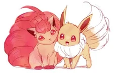 Anime pok mon eevee vulpix mknnn eeeee fanart from Stitched Gaming Mat Desk