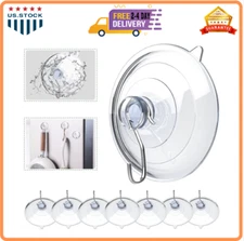 HangerSpace Suction Cup Hooks, 2.5 Inches Clear PVC Suction Cups with Metal Hook