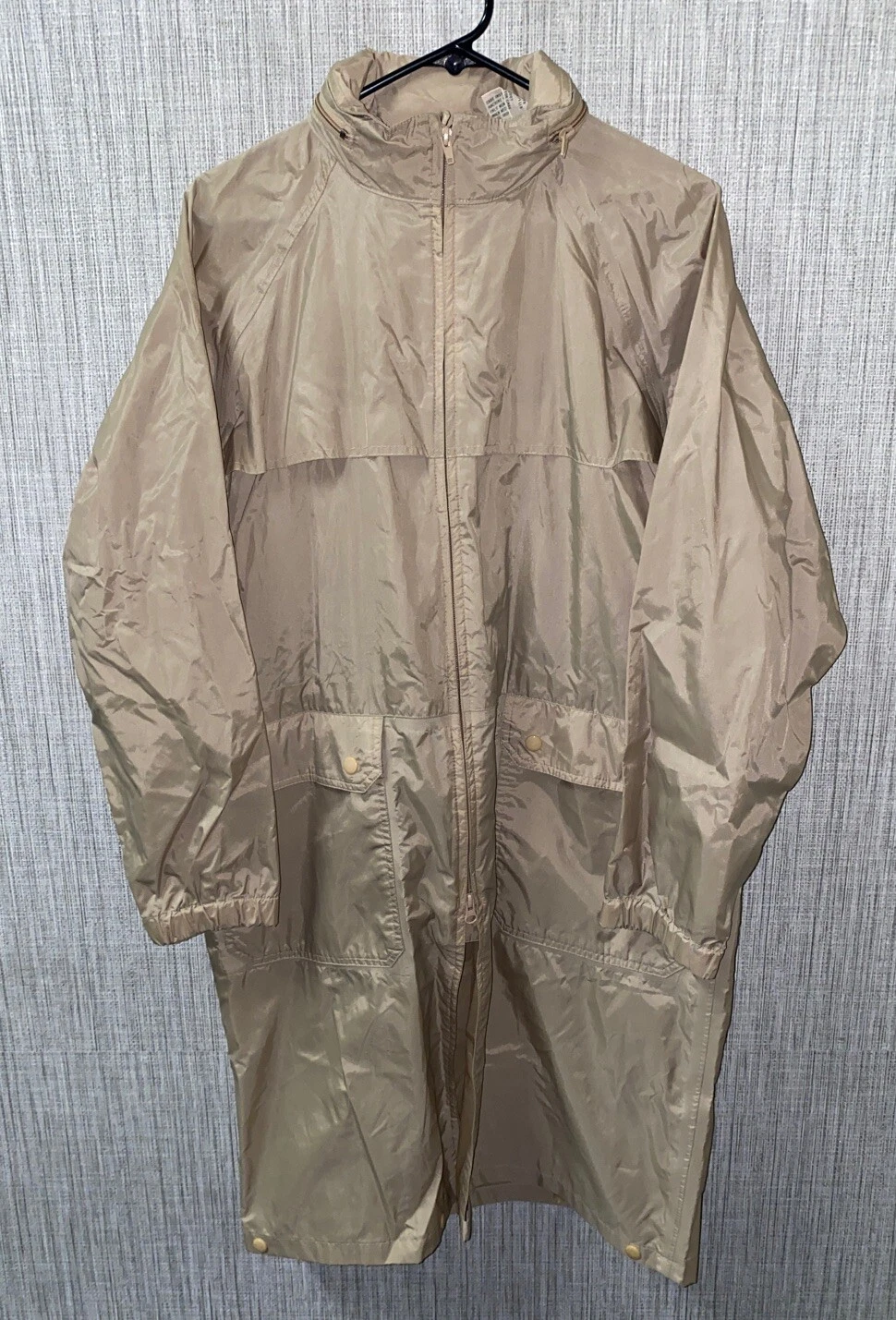 L.L. Bean Mens Beige Nylon Full Zip Rain Jacket Size S
