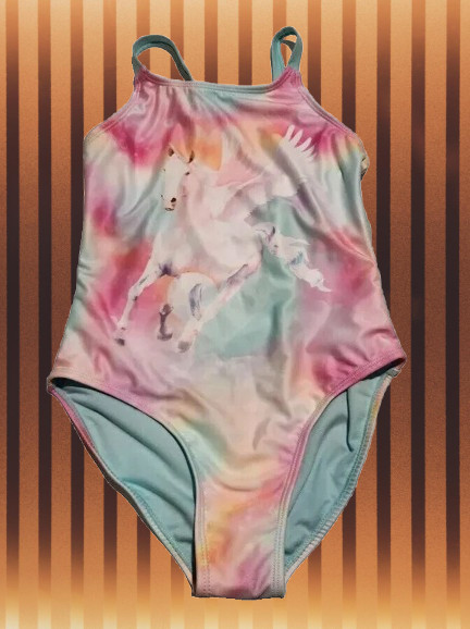 Wonder Nation Girls size XL 14-16 Unicorn Tie Dye One-Piece Swimsuit with UPF 50