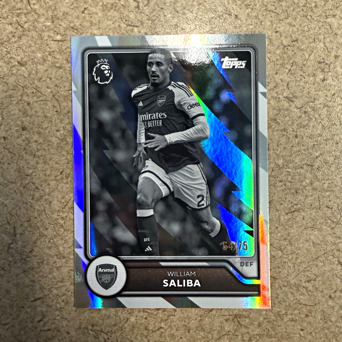 Topps Flagship PL 2026/27 William Saliba Arsenal #21 Parallel /75 Noir
