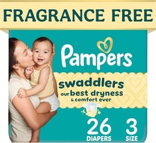 Pampers Swaddlers Diapers Size 3 13-26 lbs Hypoallergenic Fragrance Free 26ct