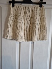 BNWT Next Woman's Cream Crocheted 100% Cotton Short Skirt, Size Small