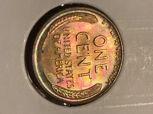 Rainbow toned 1944 D Lincoln Wheat Cent  - BU - Uncirculated