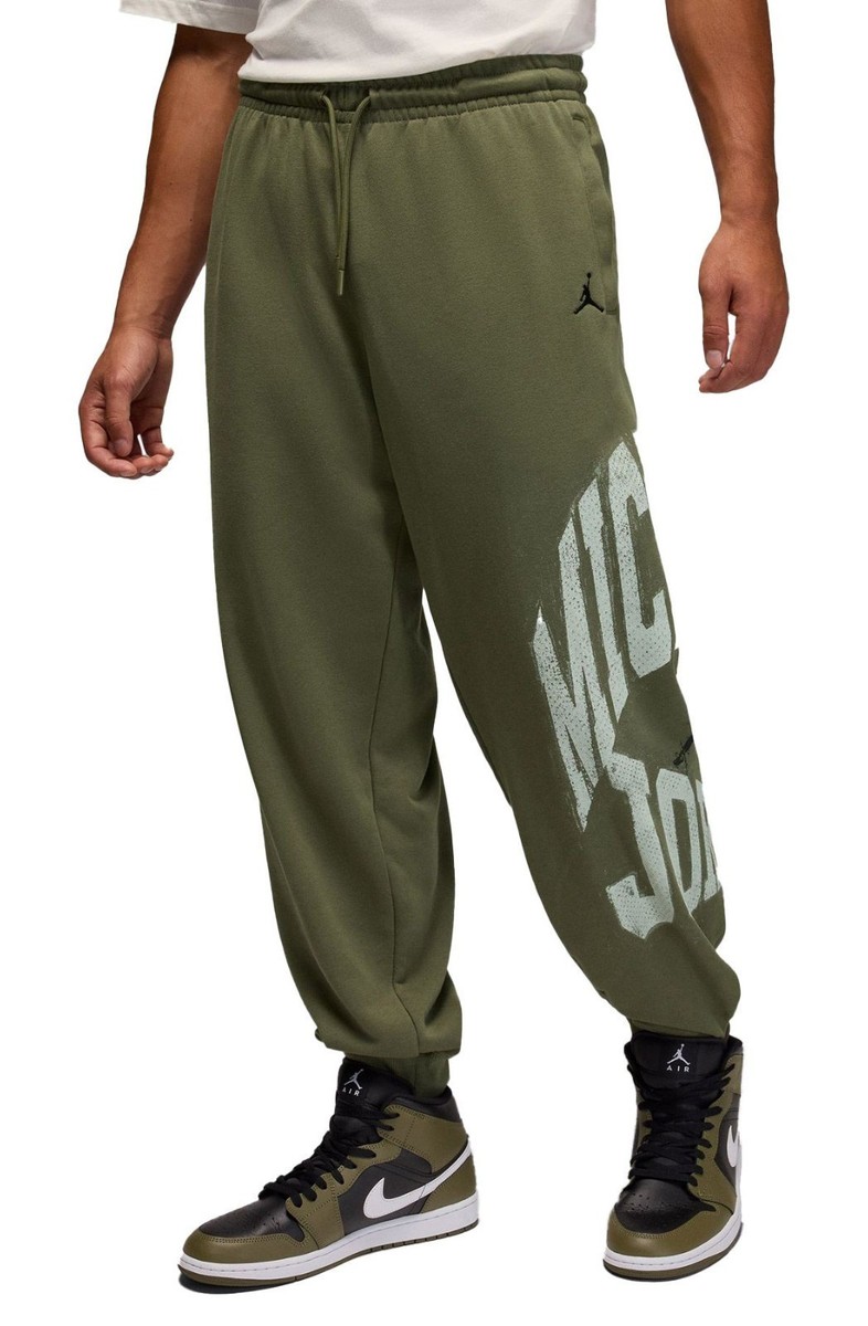 Nike Jordan Brooklyn Olive Black Sweatpants Size M Oversize HV0091