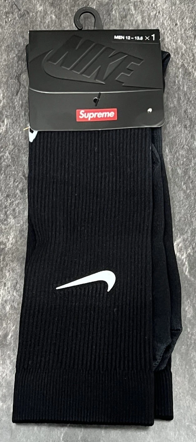 Supreme x Nike Spark Crew Socks 1 Pair Black/White Mens Sz XL 12-13.5 FZ6792 010