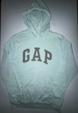 Gap Hoodie Men  s Medium Embroidered Logo Pullover Mint Green Polyester Blend