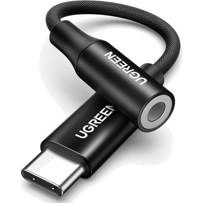 Hochentwickelter UGREEN USB C auf 3.5mm Adapter mit DAC Chip - Schwarz, tragbar
