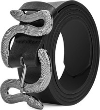 Snake Belt Black Women Belts for Women 31-39 inches Black Women's Leathers Belt