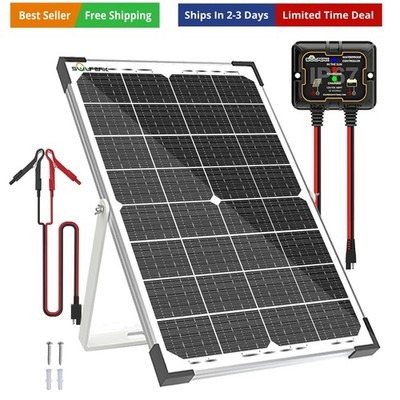 30W Solar Battery Charger Solar Battery Maintainer + Upgrade 10A MPPT Charge ...