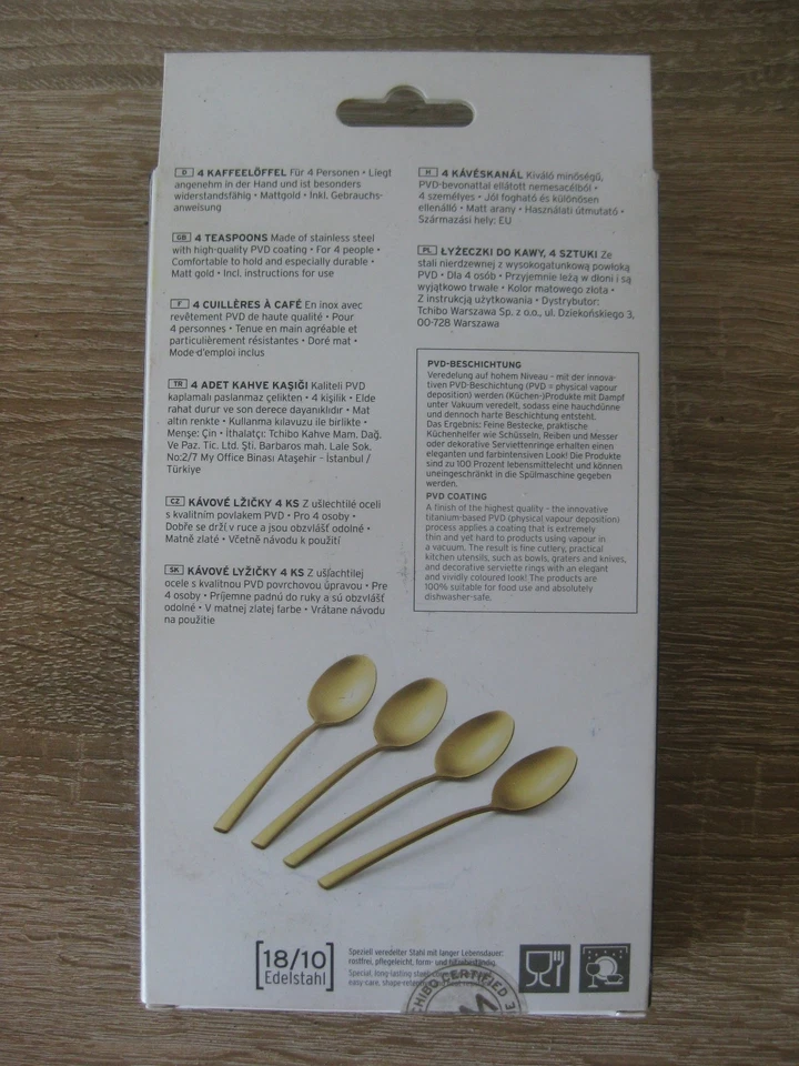 TCM Tchibo 4 vier Kaffeelöffel Teelöffel Dessertlöffel Edelstahl Farbe Gold - Bild 2 von 2