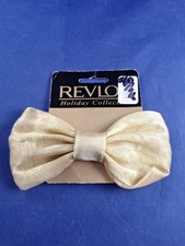 Vintage 1990's Revlon Gold Shimmer Large Bow Hair Barrette 1-F