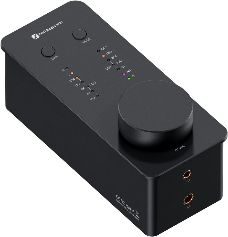 Fosi Audio SK02 DAC Amp Headphone Amplifier Desktop USB C to AUX Digital