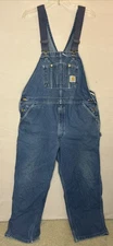 Carhartt Vintage Med Wash  Denim Carpenter Bib Overalls Mens 42x30 R08 DNM