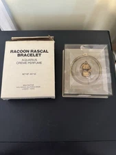 Rare 1970's Max Factor Rascal Racoon Aquarius Crème Perfume Compact Bracelet NIB