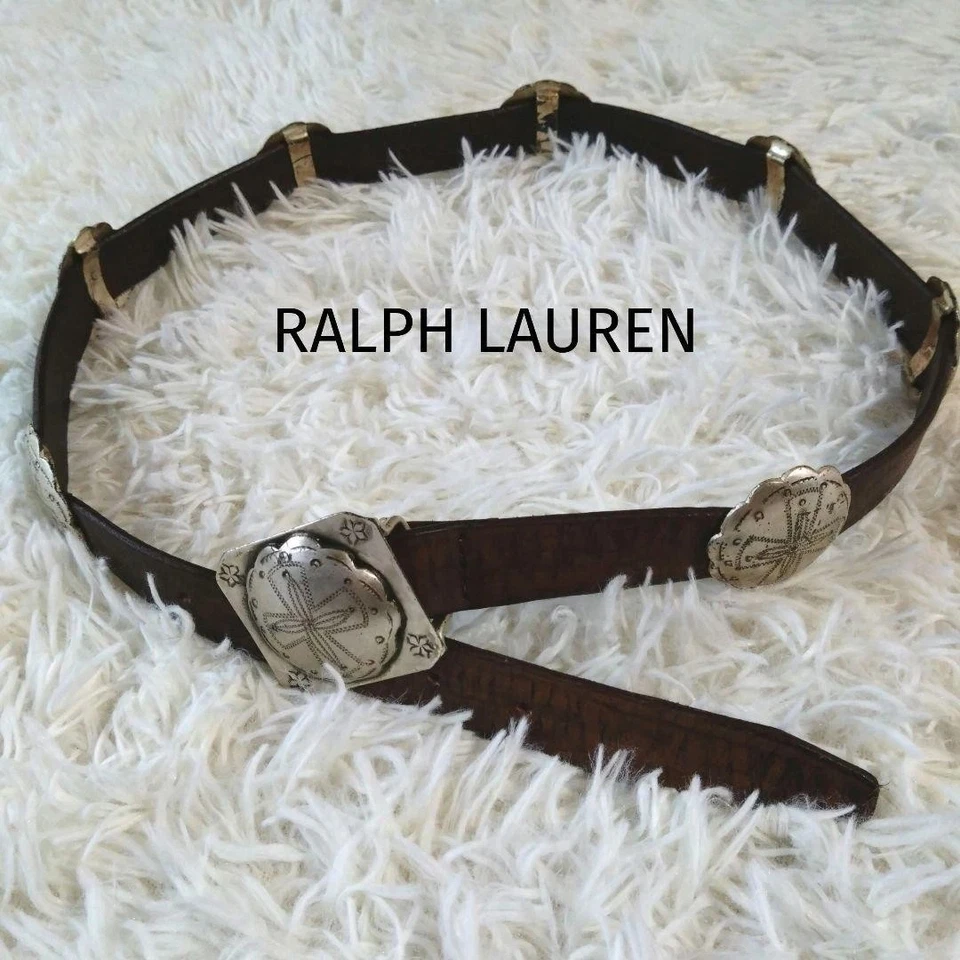 Cinturón Ralph Lauren Vintage Concho Cuero Estilo Navajo Marrón M Usado Bueno Foto 3 de 4