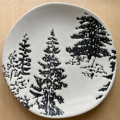 Hearth & Hand with Magnolia 6.5  Stoneware Appetizer Plate With Pine Trees EUC