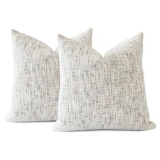 Set of 2 Neutral Textured Throw Pillow Covers 20x20 Inch - Set of 2