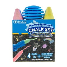 BAZIC Jumbo Sidewalk Chalks 4 Colors with Holder Outdoor Art for Kids