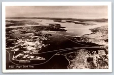 Puget Sound Washington~Aerial~Eagle Harbor~Port Blakely~Poulsbo~1940s RPPC
