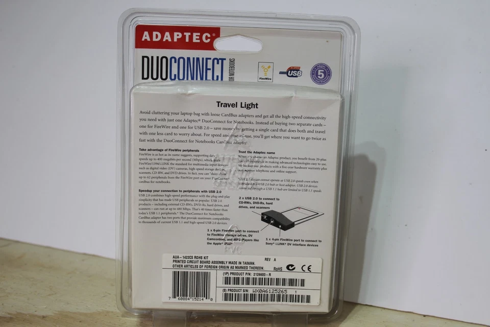 Adaptec AUA-1422 DuoConnect USB 2.0/1394 Card Bus - Image 2 of 4