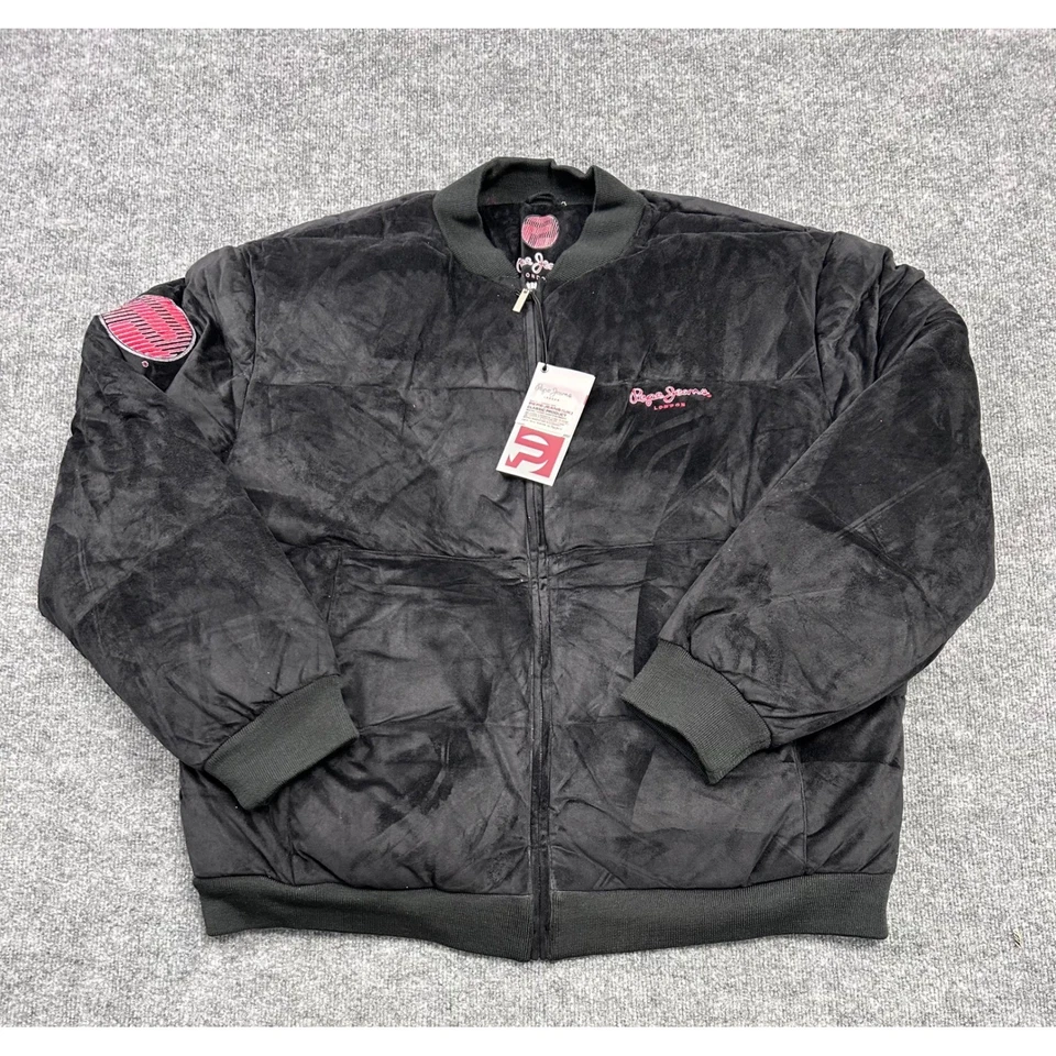 Chaqueta vintage Pepe Jeans London para hombre 42 XL negra acolchada terciopelo plumón muy rara Foto 3 de 4
