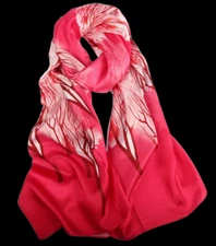 100% Silk mulberry Scarf Women shawl Wrap neckerchief floral beige red JH5-45