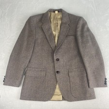 Farah Clothing 100 Pure Wool Blazer Tweed Jacket Mens 40R Taupe Made in USA