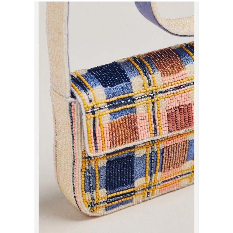 NUEVO Bolso Anthropologie Fiona Cuentas Edición Geométrica Rosa Guinga Foto 2 de 4