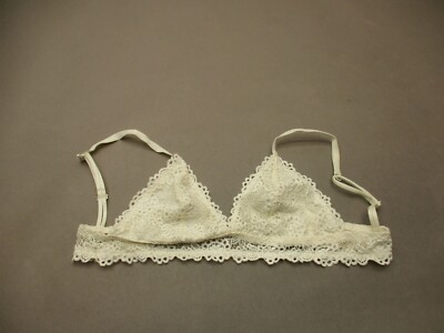 Colsie Size M Womens White Lace Unlined Wireless Back Closure Bralette Bra 6D