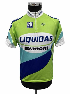 MAGLIA BICI CICLISMO MAILLOT BIKE SHIRT SANTINI LIQUIGAS BIANCHI