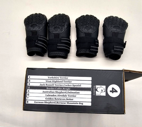 TrueLove Pet Black All Weather Dog Shoes Set Of 4 Size 4 New Open Box - Picture 5 of 5