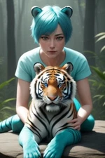 Digital Image Beauty Tiger Woman Picture Photo Wallpaper Background Desktop Art