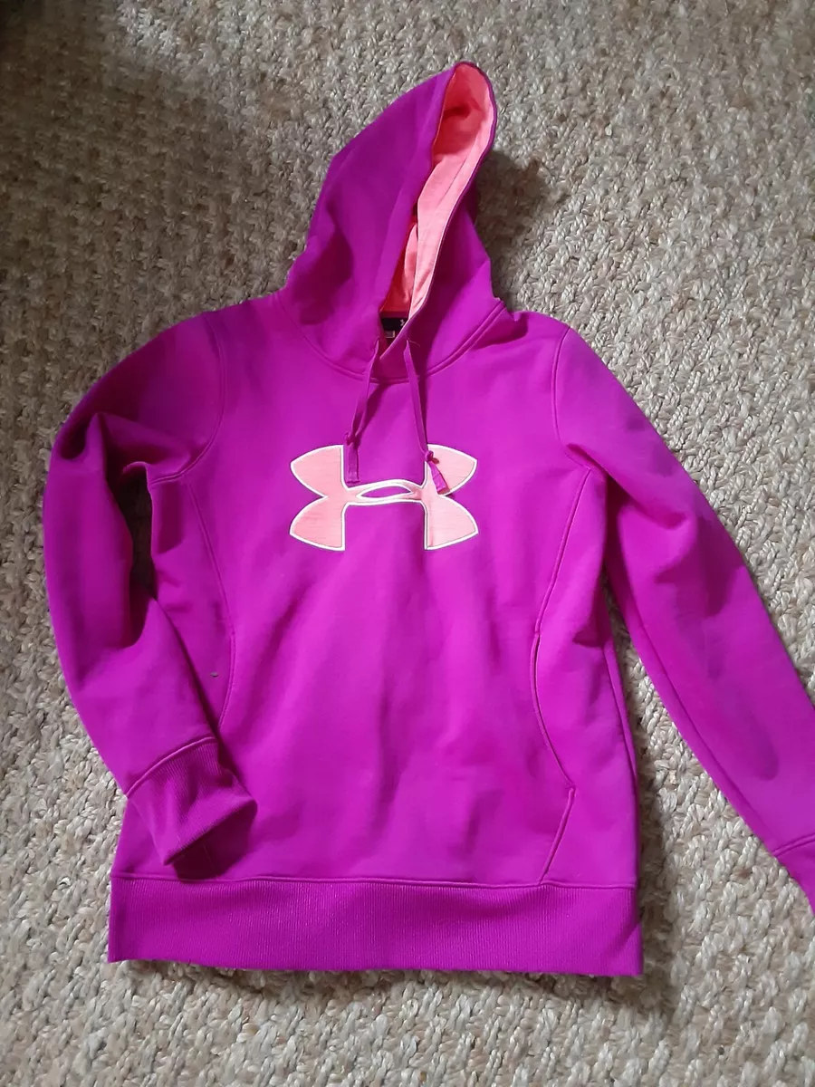 Under Armour Womens Hoodie Size M Purple/Orange Cold Gear Big Logo