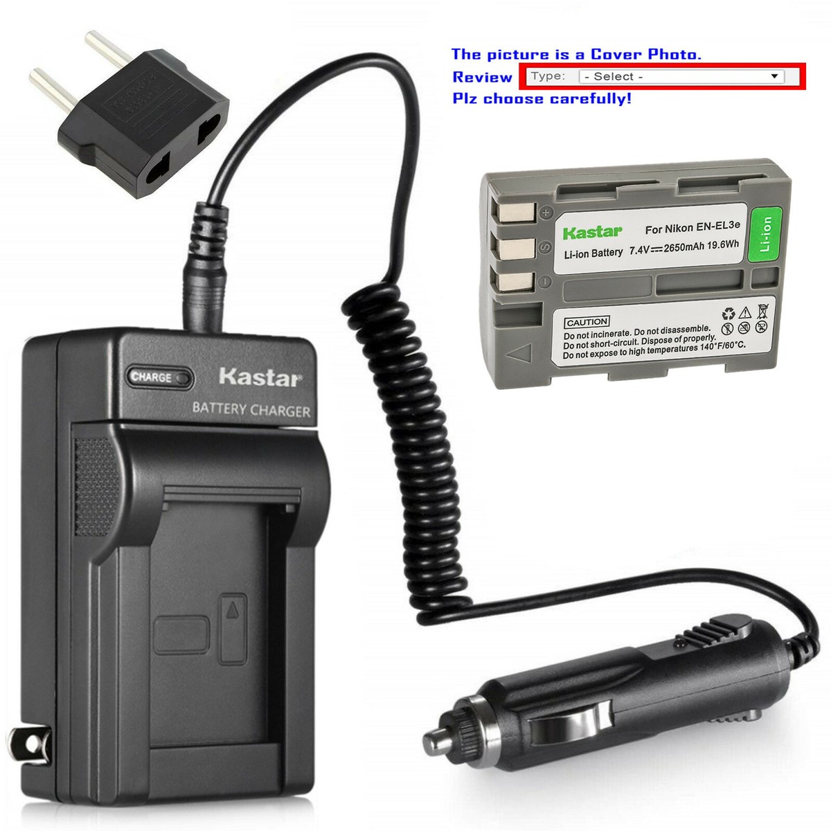 Kastar Battery Travel Charger for Nikon EN-EL3e MH-18a Nikon D300S DSLR  Camera