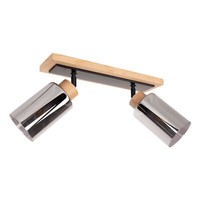 Deckenleuchte Strahler Spot Holz Metall Rauchglas Braun Schwarz 2-Flammig