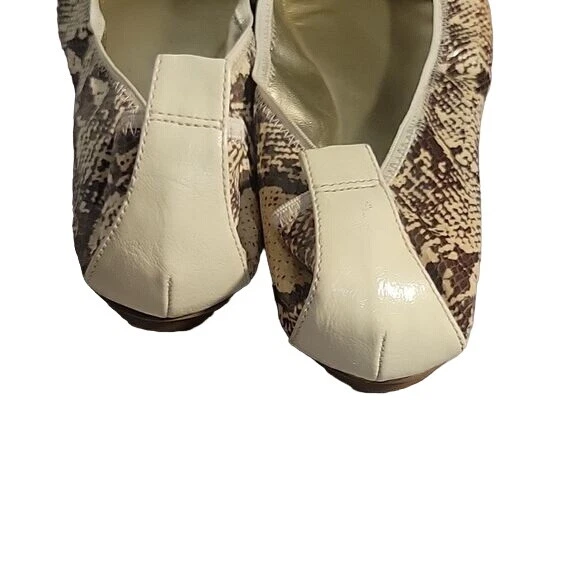Enzo Angiolini Snake Print Beige & Brown Ballet Flats Size 7,5 Leather Upper - Image 2 of 4