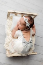 Newborn Photo Prop Girl Lace Bodysuit Romper Baby Infant Outfit  Headband Set