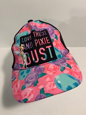 Tinkerbell Disney World Snapback Hat Floral Love Trust & Pixie Dust Flowers Pink