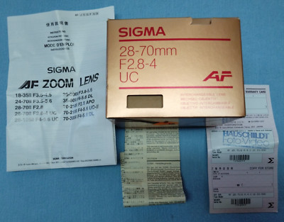 Leerkarton: Sigma AF Zoom Lens 28-70 mm F2.8 - 4  EO 500 55  UC AF  U13