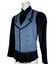 SHRINE GOTHIC COMMODORE BLUE RETRO VAMPIRE VICTORIAN PIRAT STEAMPUNK VEST