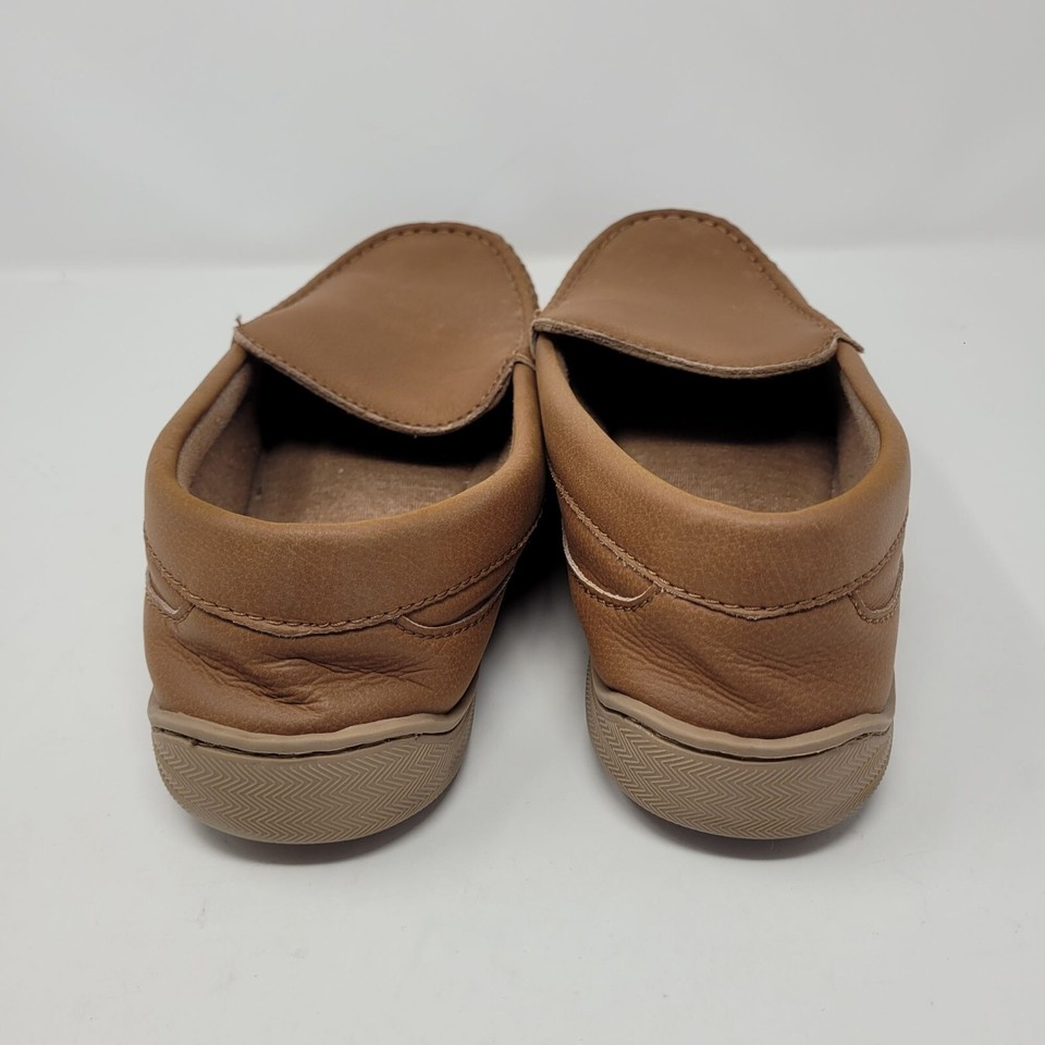 MyPillow My slippers mens 14 tan brown leather indoor moccasin slippers