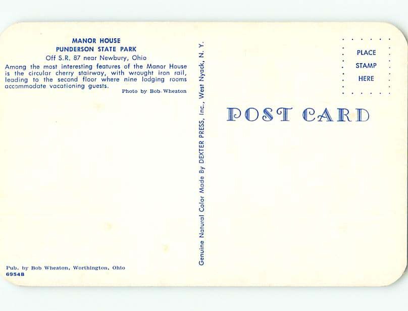 Unused Pre1980 MANOR HOUSE AT PARK Newbury Ohio OH make an offer