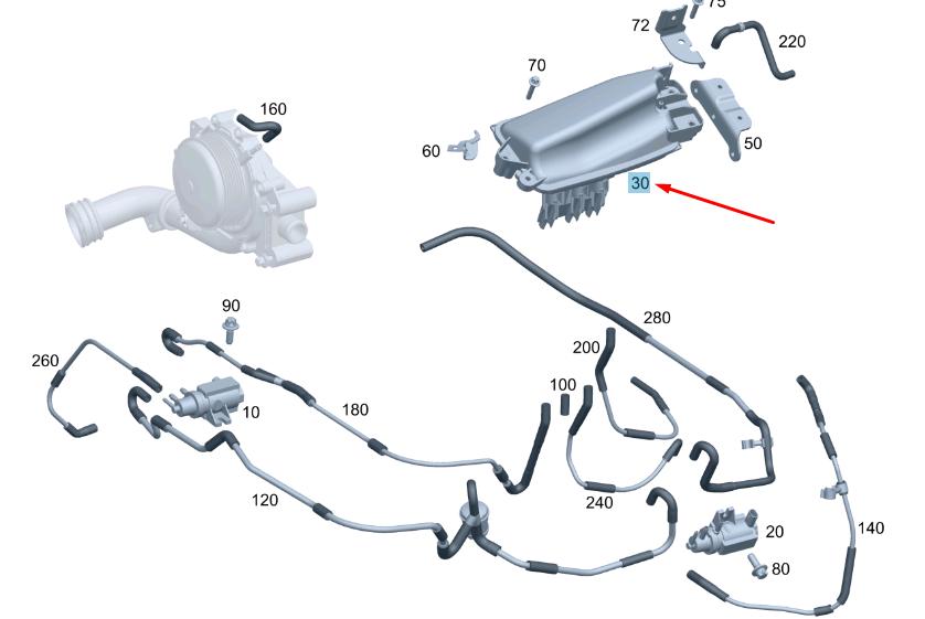Neu MERCEDES-BENZ C W204 Unterdruckbehälter A6510700468 Original
