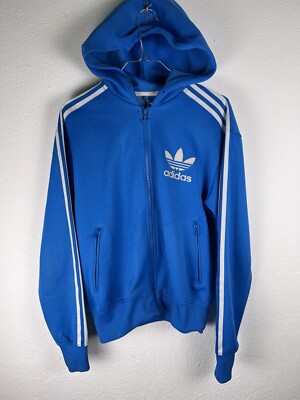 Adidas Hoodie Felpa Cappuccio Blu e Bianco Taglia S Uomo Men Blue