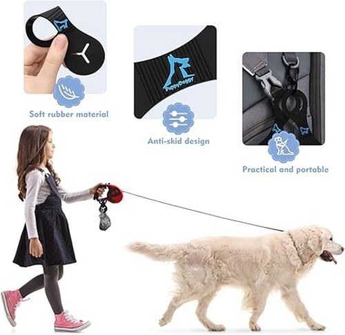 Porte-sac à caca pour chien PuppyDoggy pour laisse noir porte-sac à déchets support en silicone - Photo 5/7